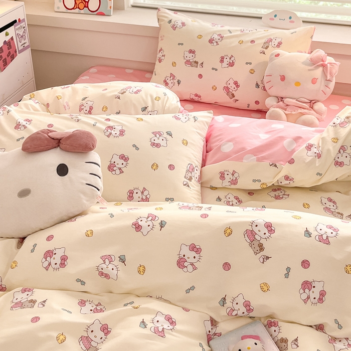 91家纺网 家纺一手货源 找家纺 暮思家居 2025新款正版授权三丽鸥全棉四件套系列四件套 篮球凯蒂