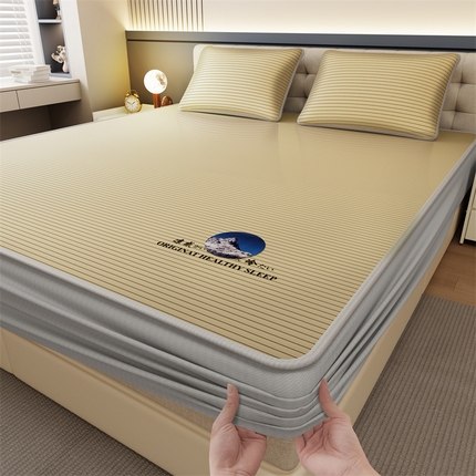 91家纺网 家纺一手货源 找家纺 （总）鑫姿 2025新款5A抗菌A类冰丝凉席-条纹款