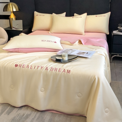 91家纺网 家纺一手货源 找家纺 （总）吾诺 2025 双拼及羽毛刺绣夏被四件套绣花夏被水洗天丝夏被水洗真丝夏凉被空调被