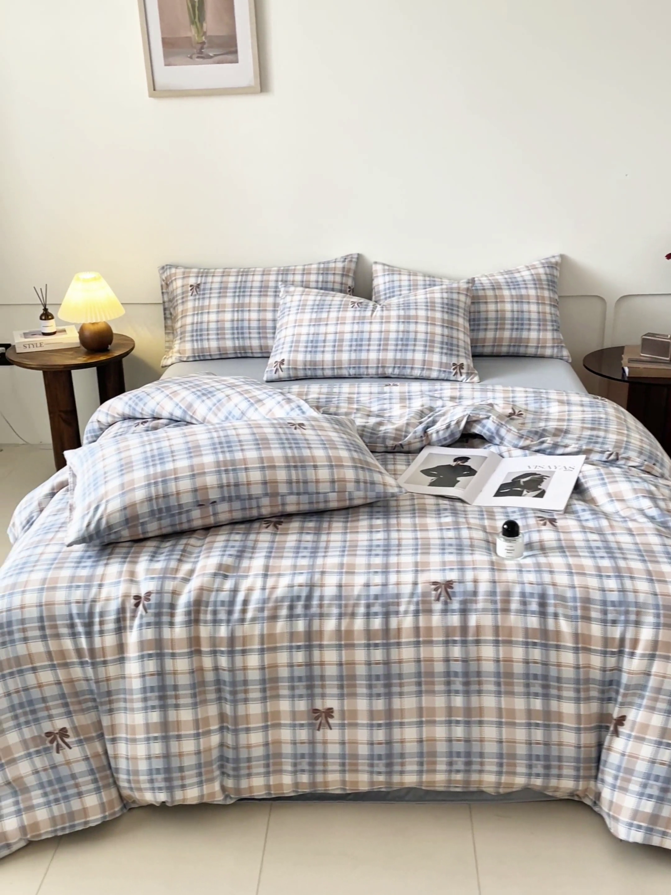 91家纺网 家纺一手货源 找家纺 诺梵家纺 2025新款有氧双层纱印花四件套 妮卡