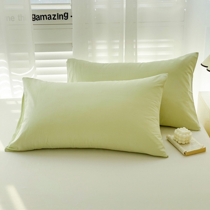 漫时光 2025新款A类40s纯棉水洗棉单品系列-单枕套 青草绿