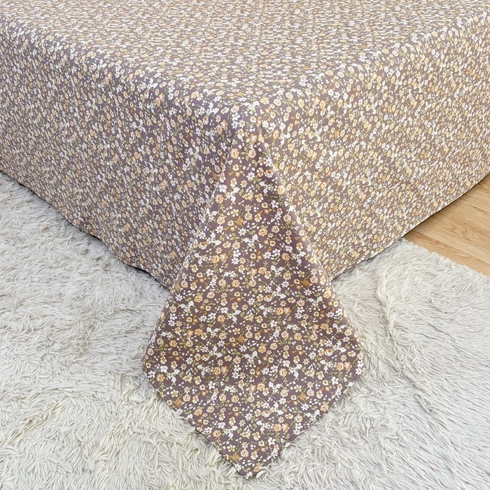 91家纺网 家纺一手货源 找家纺 伊而梦蚊帐 2025新款A类老粗布抗菌床单 秋蕊香-咖