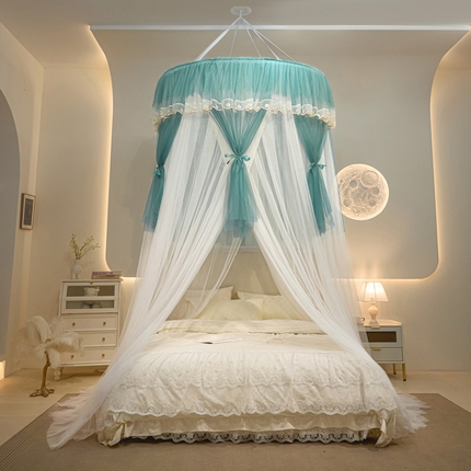 91家纺网 家纺一手货源 找家纺 世婕 2025新款奢华宫廷吊顶蚊帐-幻梦 幻梦海蓝色