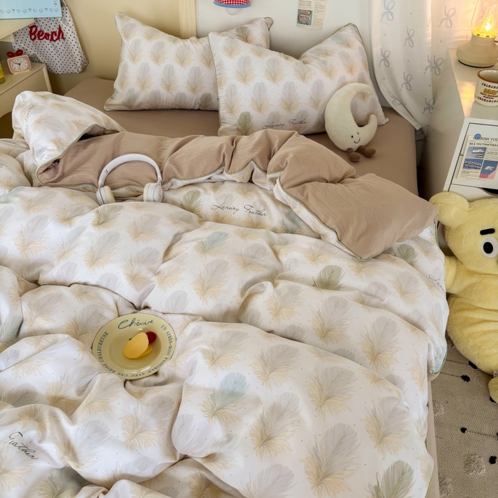 91家纺网 家纺一手货源 找家纺 潮邦创意家居 2025新款云柔棉立体嵌绳款小清新四件套 羽影流光