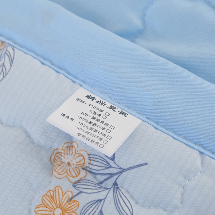 91家纺网 家纺一手货源 找家纺 被多多被业  2025新款小清新印花小竺棉多针绗绣夏凉被 碎花-蓝