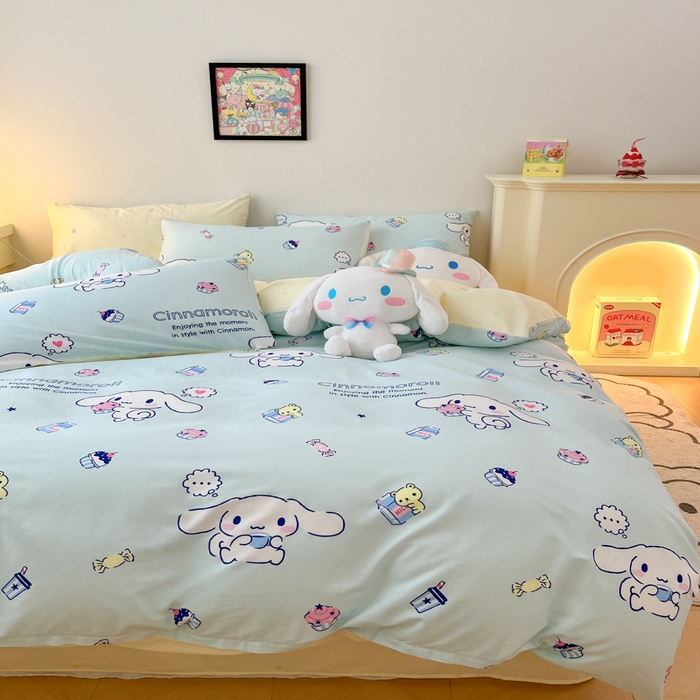 91家纺网 家纺一手货源 找家纺 暮思家居 2025新款正版授权三丽鸥全棉四件套系列四件套 奶牛大耳狗