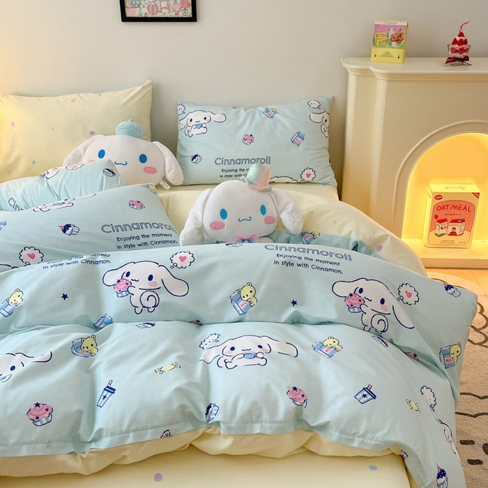 91家纺网 家纺一手货源 找家纺 暮思家居 2025新款正版授权三丽鸥全棉四件套系列四件套 奶牛大耳狗