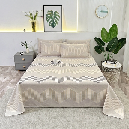 91家纺网 家纺一手货源 找家纺 伊而梦蚊帐 2025新款原棉老粗布床单 波浪条