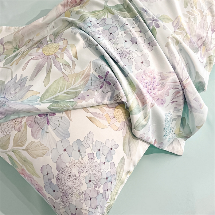 91家纺网 家纺一手货源 找家纺 笙意家纺2025新款水洗冰丝数码印花暗盒款四件套 絮语