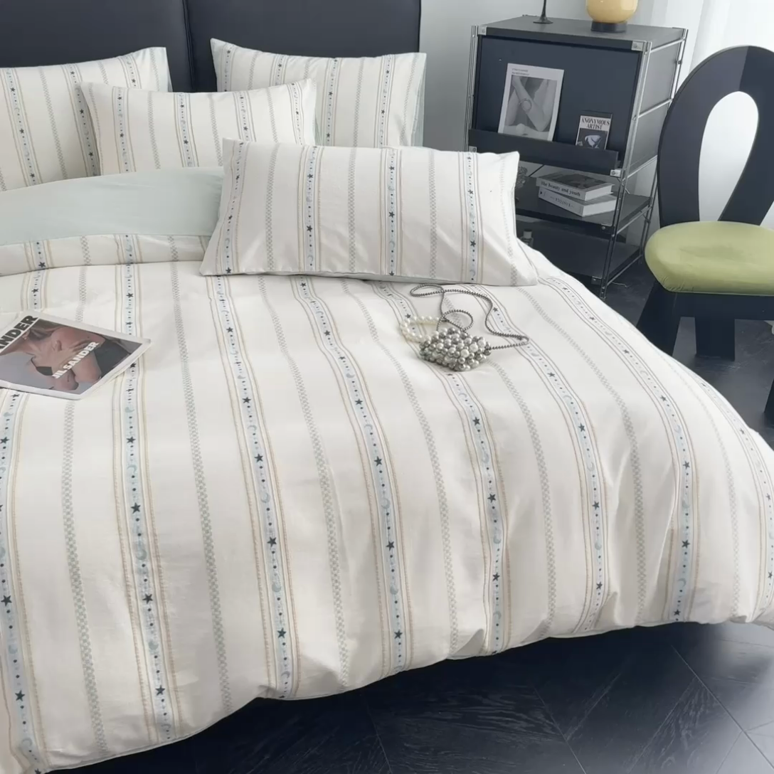 91家纺网 家纺一手货源 找家纺 （总）女子家纺 2025新款A类40支全棉纯棉提花四件套（简川-星辰系列）