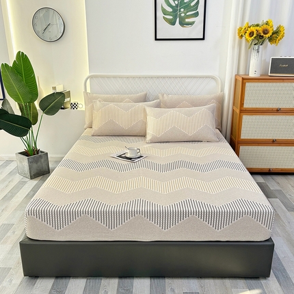 伊而梦蚊帐 2025新款原棉老粗布床笠 波浪条