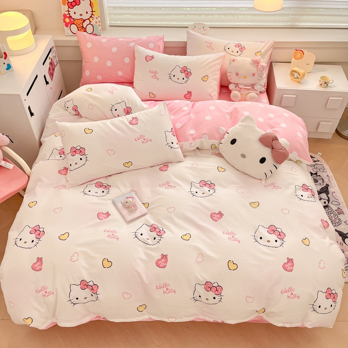 91家纺网 家纺一手货源 找家纺 暮思家居 2025新款正版授权三丽鸥全棉四件套系列四件套 少女凯蒂