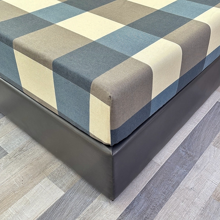 91家纺网 家纺一手货源 找家纺 伊而梦蚊帐 2025新款原棉老粗布床笠 蓝灰格