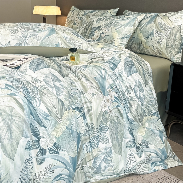 91家纺网 家纺一手货源 找家纺 笙意家纺2025新款水洗冰丝数码印花暗盒款四件套 汐月