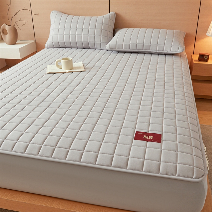 91家纺网 家纺一手货源 找家纺 布卢姆床垫 2025新款原棉A类贴标7A抗菌床笠 方格-宇宙灰