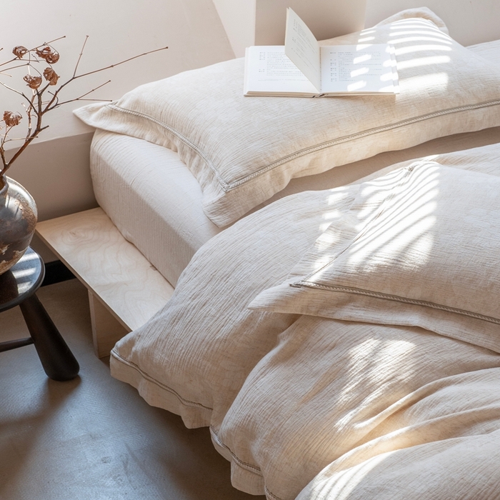 91家纺网 家纺一手货源 找家纺 （总）璞素2025新款棉麻四件套-丁香