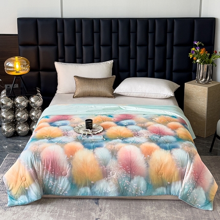 91家纺网 家纺一手货源 找家纺 （总）归属 2025新款3D数码印花冰淇淋夏被凉感丝夏凉被空调被