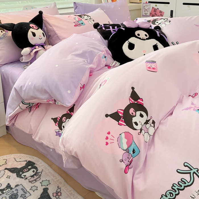 91家纺网 家纺一手货源 找家纺 暮思家居 2025新款正版授权三丽鸥全棉四件套系列四件套 库洛米精灵