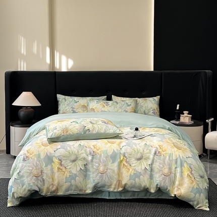 91家纺网 家纺一手货源 找家纺 （总）慕晨 2025春夏新品莱赛尔天丝数码印花四件套莱赛尔四件套天丝夏季凉感直播热款