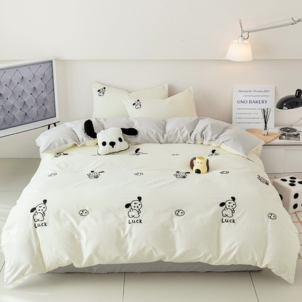 91家纺网 家纺一手货源 找家纺 （总）倾慕家纺 2025新款倾慕INS风毛巾绣纯棉系列四件套