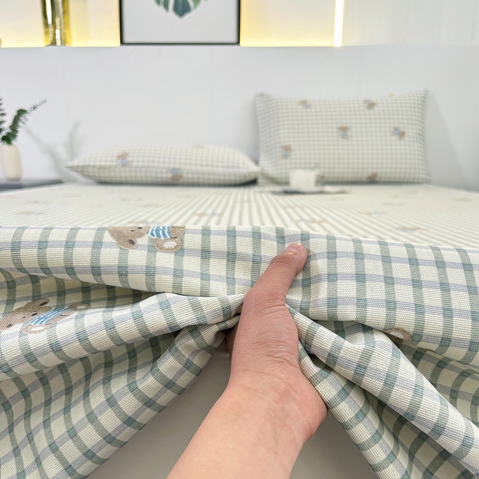 91家纺网 家纺一手货源 找家纺 伊而梦蚊帐 2025新款原棉老粗布床单 方格狗