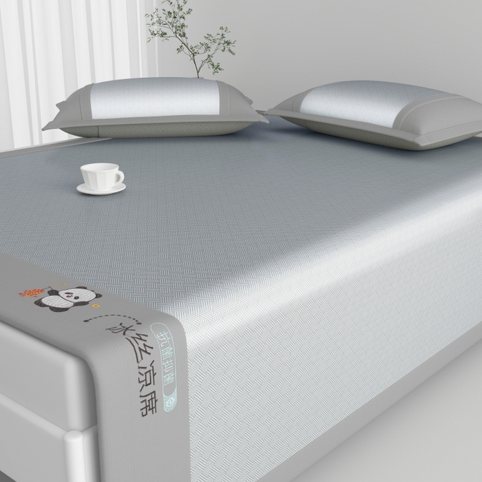 91家纺网 家纺一手货源 找家纺 爱宝被业  2025新款凉感抗菌冰丝席凉席 灰色