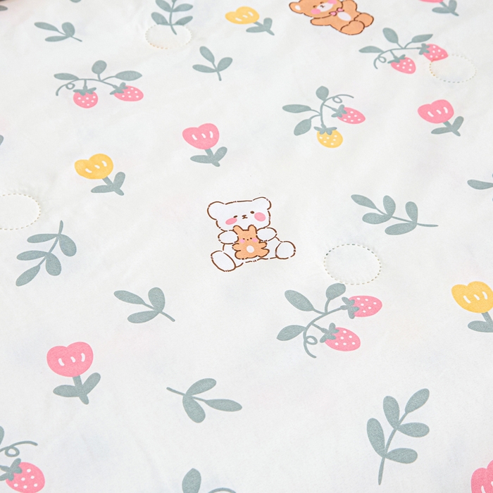 91家纺网 家纺一手货源 找家纺 侨鑫 2025新款亲肤水洗棉夏被宽边 玫瑰小熊