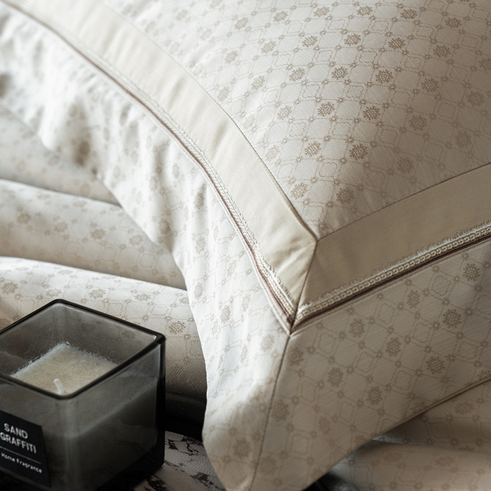 91家纺网 家纺一手货源 找家纺 涞澳家纺 2025新款天丝棉色织提花四件套 米娅-金