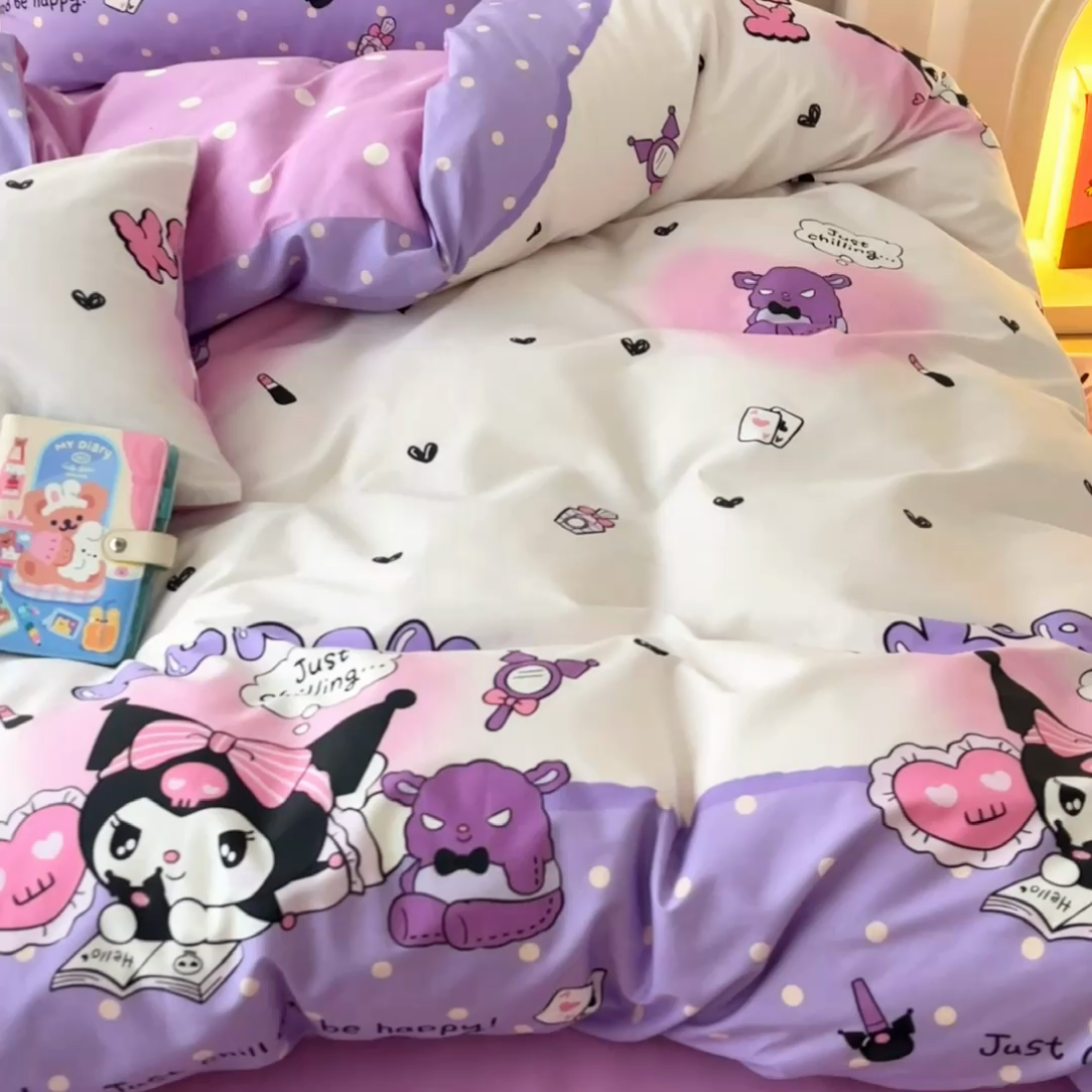 91家纺网 家纺一手货源 找家纺 暮思家居 2025新款正版授权三丽鸥全棉四件套系列四件套 美美库洛米