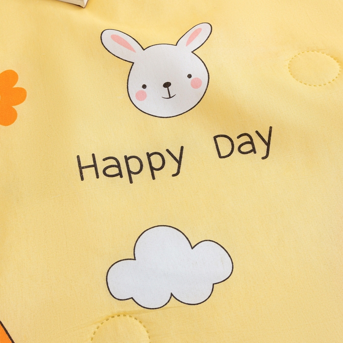 91家纺网 家纺一手货源 找家纺 侨鑫 2025新款亲肤水洗棉夏被宽边 快乐兔