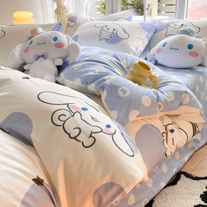 91家纺网 家纺一手货源 找家纺 暮思家居 2025新款正版授权三丽鸥全棉四件套系列四件套 萌萌玉贵狗