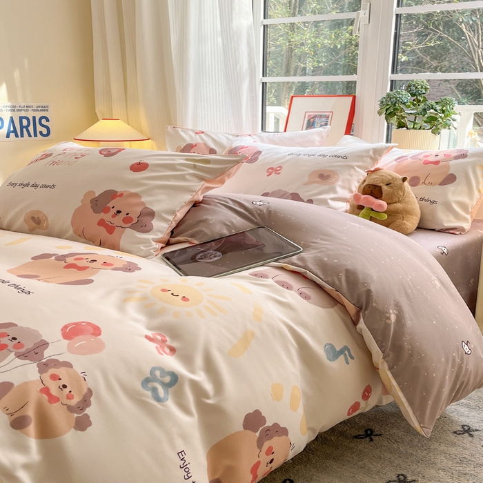 91家纺网 家纺一手货源 找家纺 盛秋家纺 2025新款卡通单被套 情侣猫+猫爪