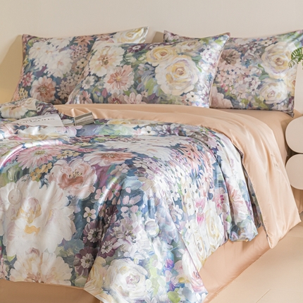 91家纺网 家纺一手货源 找家纺 （总）梦幻之城 2025新款水洗真丝数码印花简易款夏被四件套