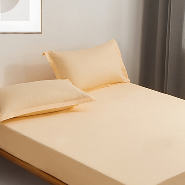 91家纺网 家纺一手货源 找家纺 金喜 2025新款全棉枕套喷气全棉宽边枕套枕头套-优雅系列 优雅-奶油黄