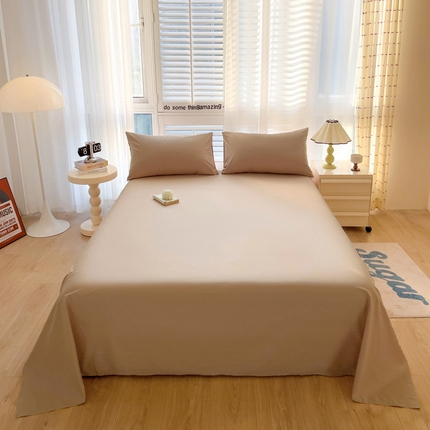 91家纺网 家纺一手货源 找家纺 漫时光 2025新款A类40s纯棉水洗棉单品系列-单床单 奶酪咖