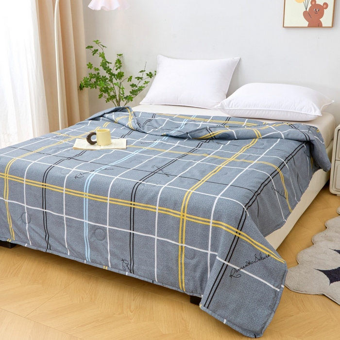 91家纺网 家纺一手货源 找家纺 2025新款亲肤绒礼品夏被窄边 简伯格