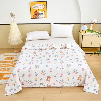 侨鑫 2025新款亲肤水洗棉夏被宽边 玫瑰小熊