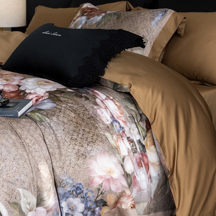 涞澳家纺 2025新款全棉数码印花宽边四件套 芙蓉