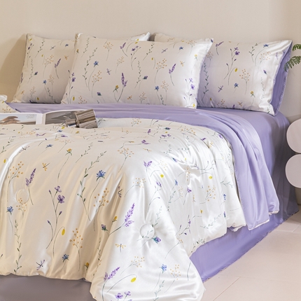 91家纺网 家纺一手货源 找家纺 （总）梦幻之城 2025新款水洗真丝数码印花简易款夏被四件套