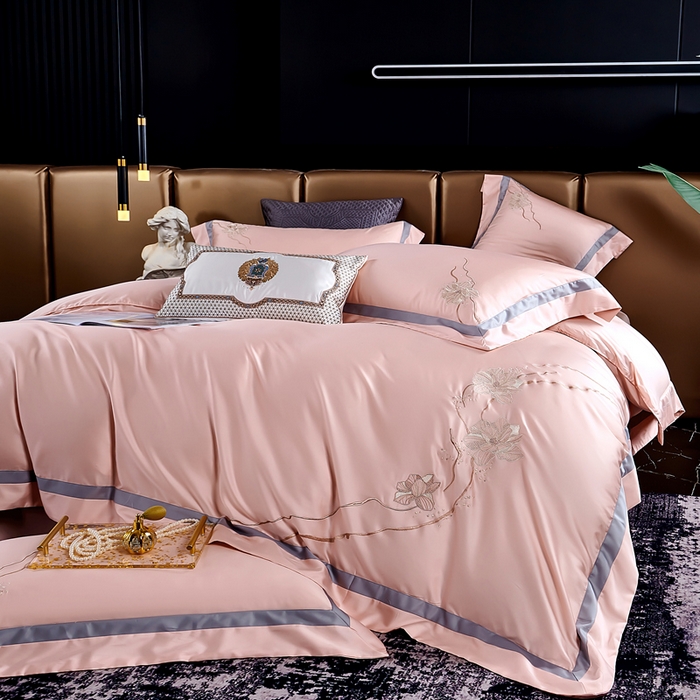 91家纺网 家纺一手货源 找家纺 （总）U品汇 2025新款60支天丝棉莱赛尔纤维刺绣花四件套纯棉全棉凉感丝滑礼盒包装（西雅图）