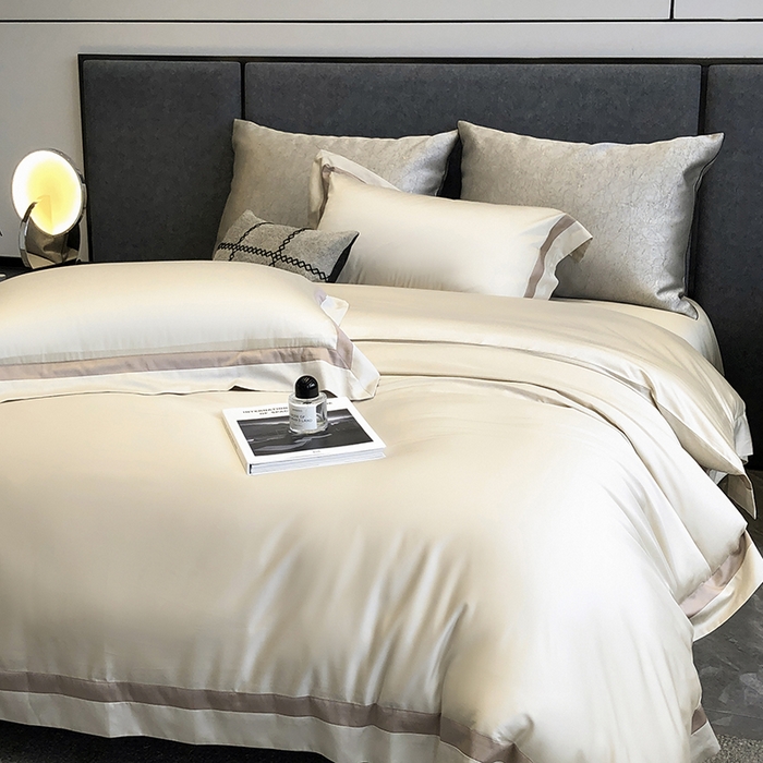 91家纺网 家纺一手货源 找家纺 涞澳家纺 2025新款80天丝棉四件套-凯瑟琳系列 凯瑟琳-燕麦奶