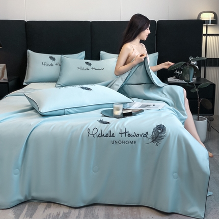 91家纺网 家纺一手货源 找家纺 （总）吾诺 2025 双拼及羽毛刺绣夏被四件套绣花夏被水洗天丝夏被水洗真丝夏凉被空调被