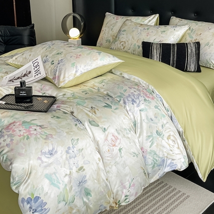 91家纺网 家纺一手货源 找家纺 （总）梦幻之城 2025新款水洗真丝数码印花简易款四件套