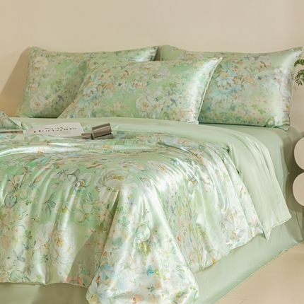 91家纺网 家纺一手货源 找家纺 （总）梦幻之城 2025新款水洗真丝数码印花简易款夏被四件套