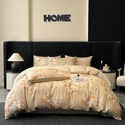 慕晨 2025春夏新品莱赛尔天丝数码印花四件套莱赛尔夏被四件套天丝夏凉被直播热款 金蕊