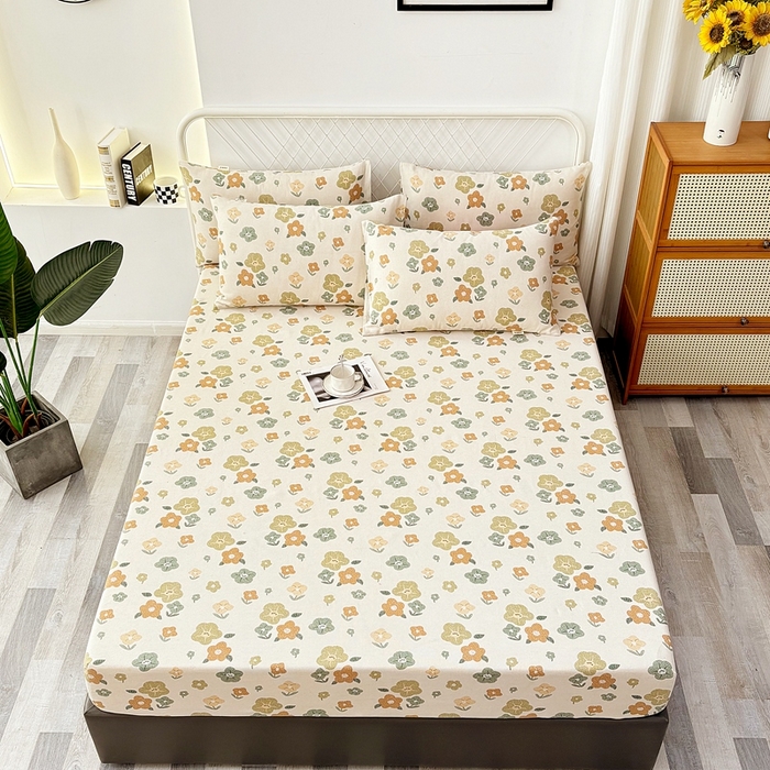 91家纺网 家纺一手货源 找家纺 伊而梦蚊帐 2025新款原棉老粗布床笠 春日宴