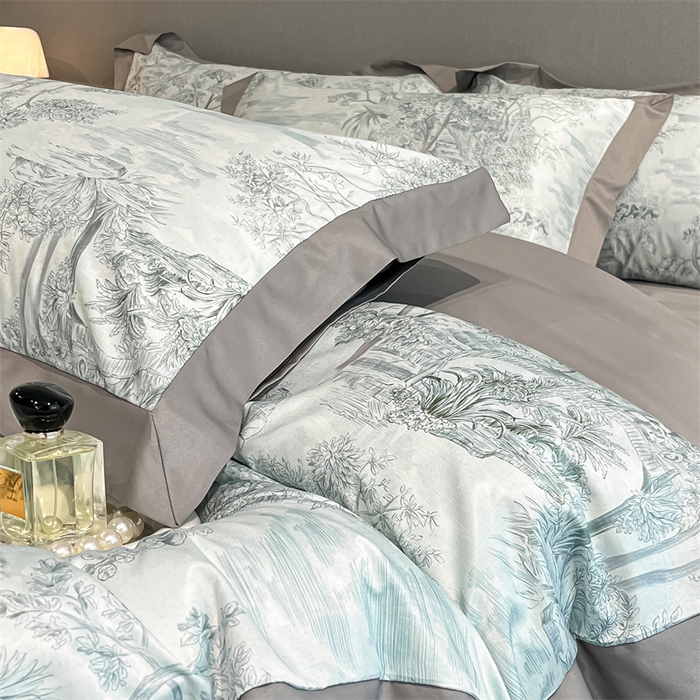 91家纺网 家纺一手货源 找家纺 笙意家纺 2025新款水洗冰丝数码印花宽边四件套 阡陌