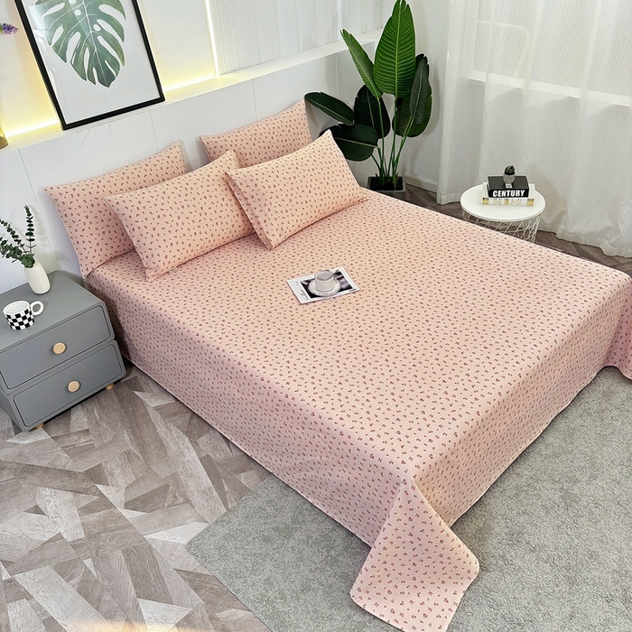 91家纺网 家纺一手货源 找家纺 伊而梦蚊帐 2025新款原棉老粗布床单 粉玫瑰