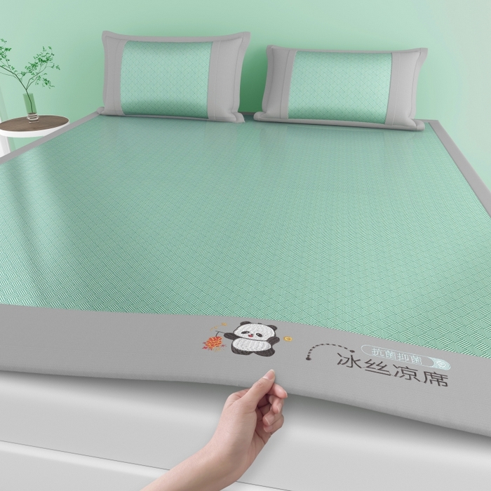 91家纺网 家纺一手货源 找家纺 爱宝被业  2025新款凉感抗菌冰丝席凉席 绿色