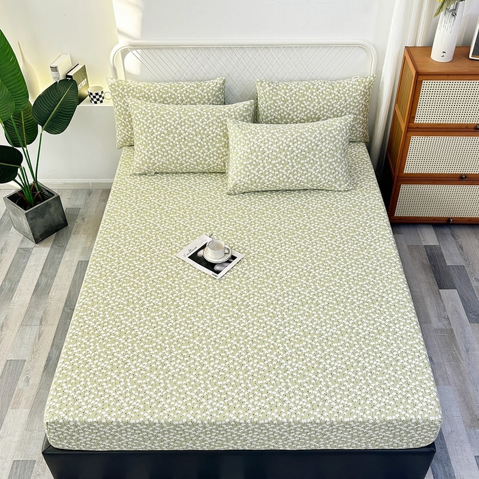 91家纺网 家纺一手货源 找家纺 伊而梦蚊帐 2025新款原棉老粗布床笠 绿棉花